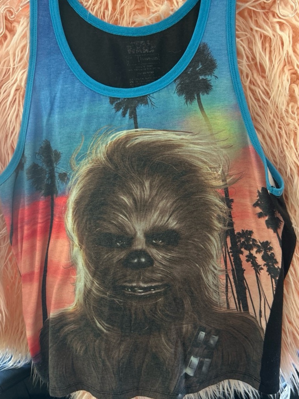 Star Wars Chewbacca Kids Tank Top - Blue Trim with Multicolor Sunset Print
